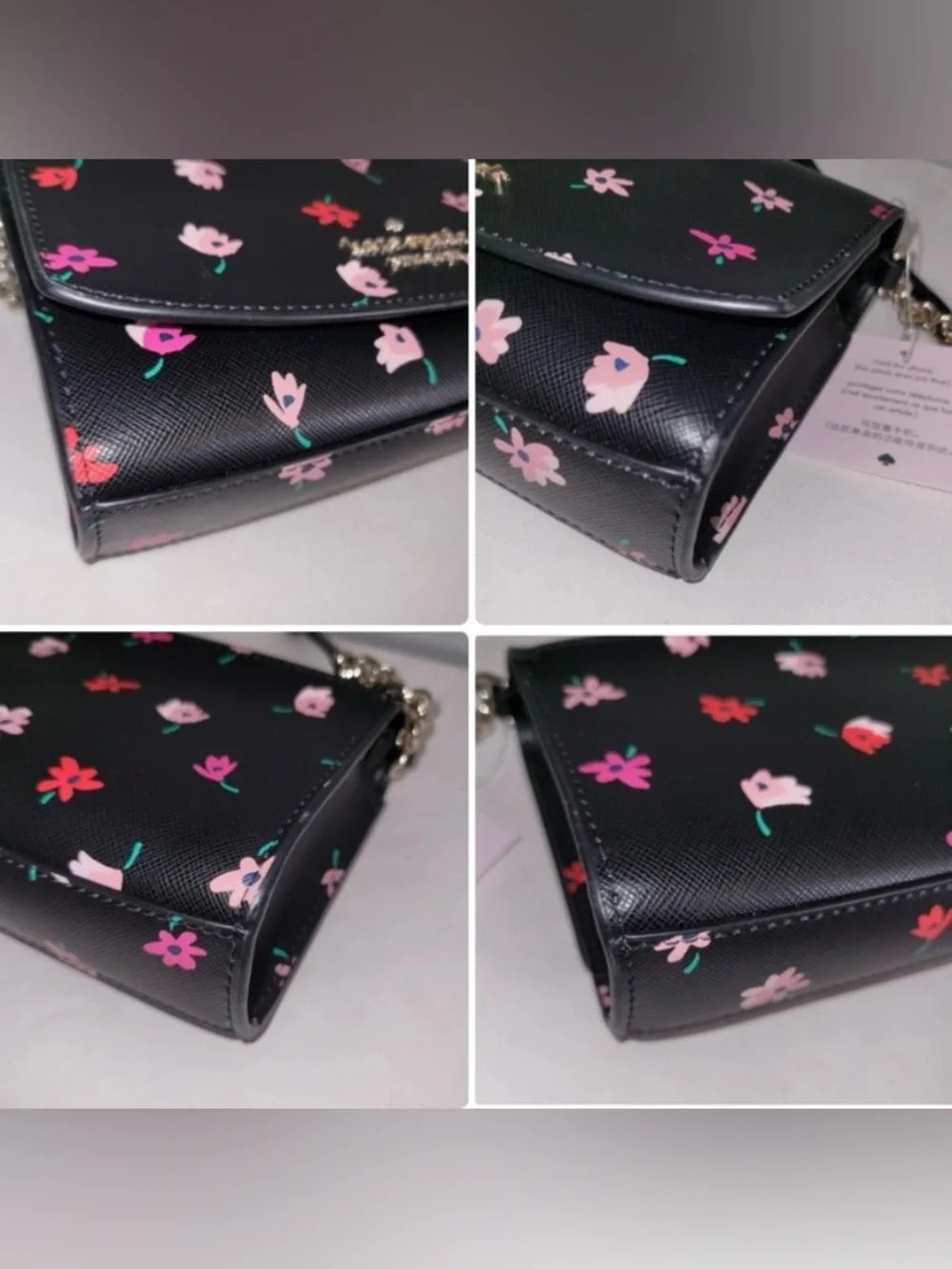 Kate Spade Staci Ditsy Buds Crossbody Bag Built-In Wallet Black Floral WLR00607